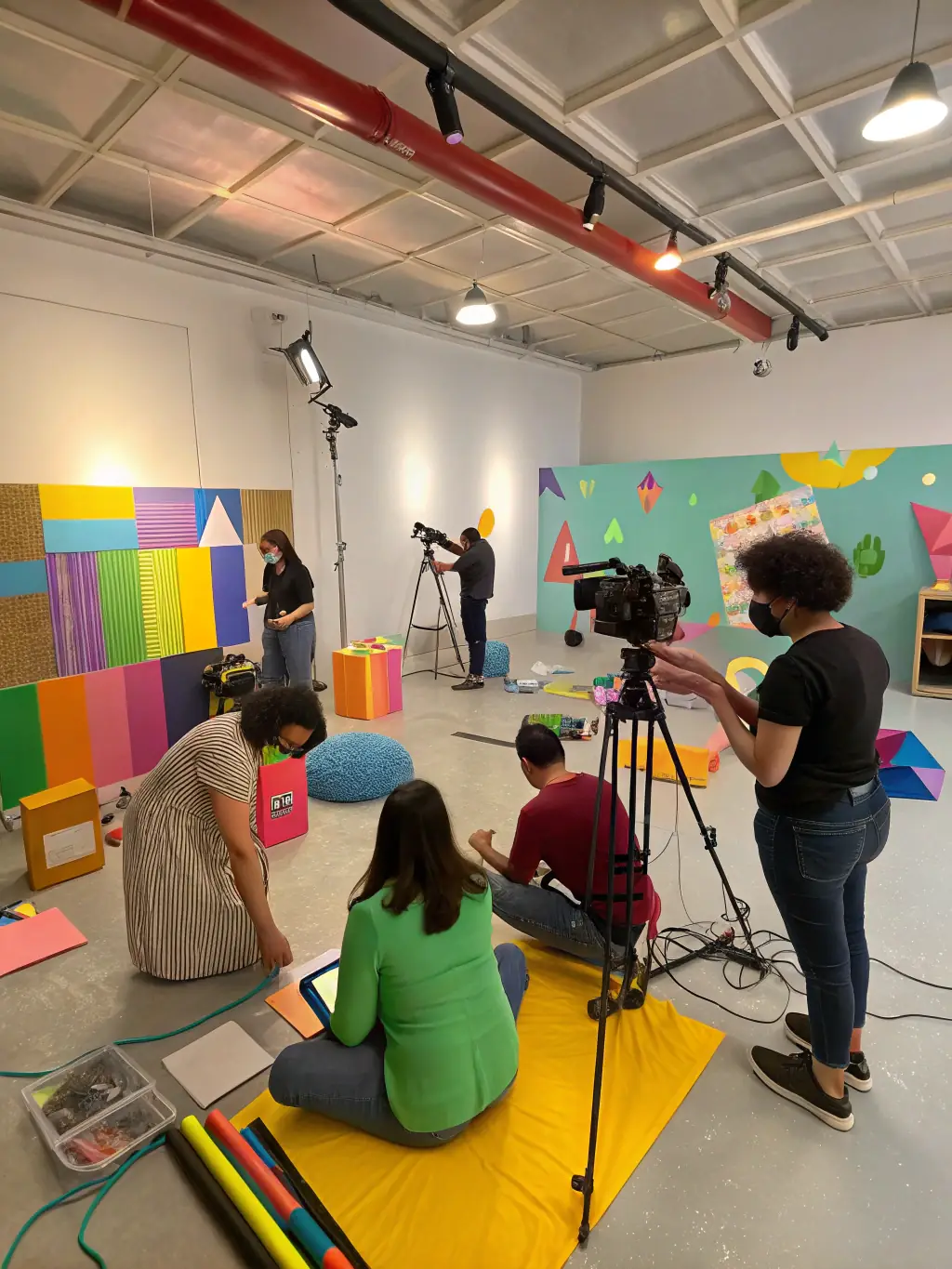 A scene from a digital arts workshop, with participants learning about animation and graphic design, highlighting ASSOCIATION MAREE HAUTE's focus on innovative cultural projects.