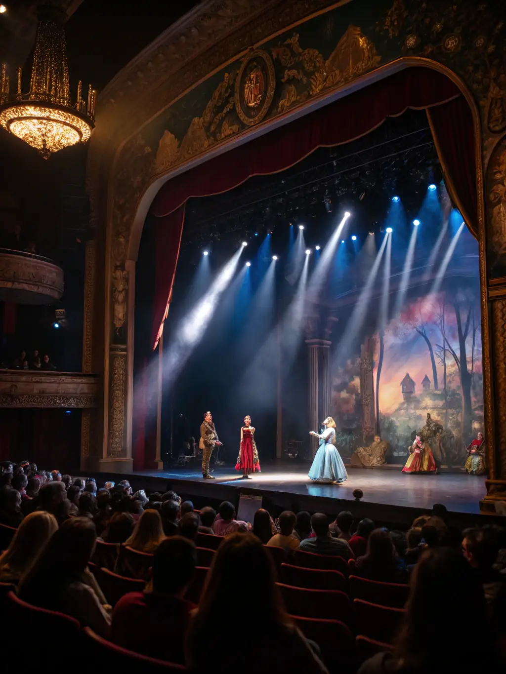 A scene from a community theater performance, showcasing local talent and bringing people together through the power of storytelling, illustrating the association's role in community engagement.
